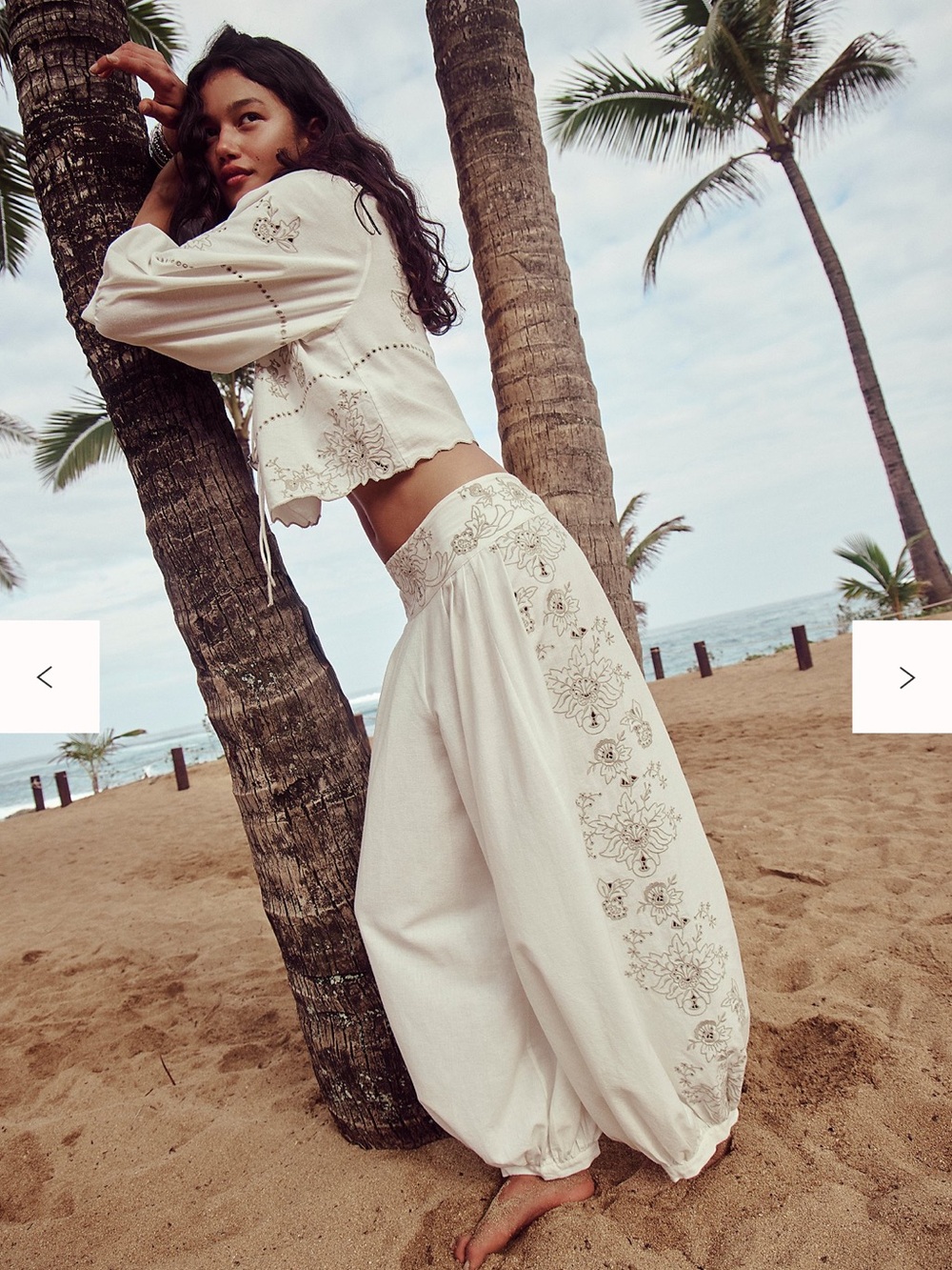 BRAND NEW Boho Embroidered Two-Piece Set in Cream